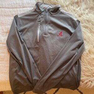 Gray Quarter-Zip Pullover with Red Logo